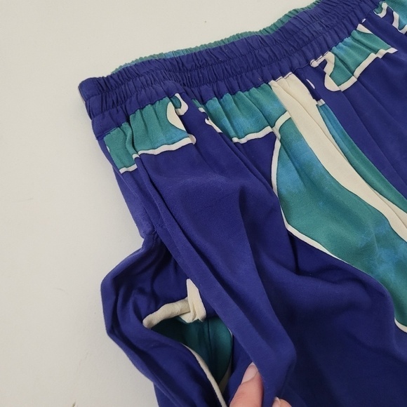 2 pc. Lounge set rayon turquoise pant set colour block straight leg - Picture 11 of 15